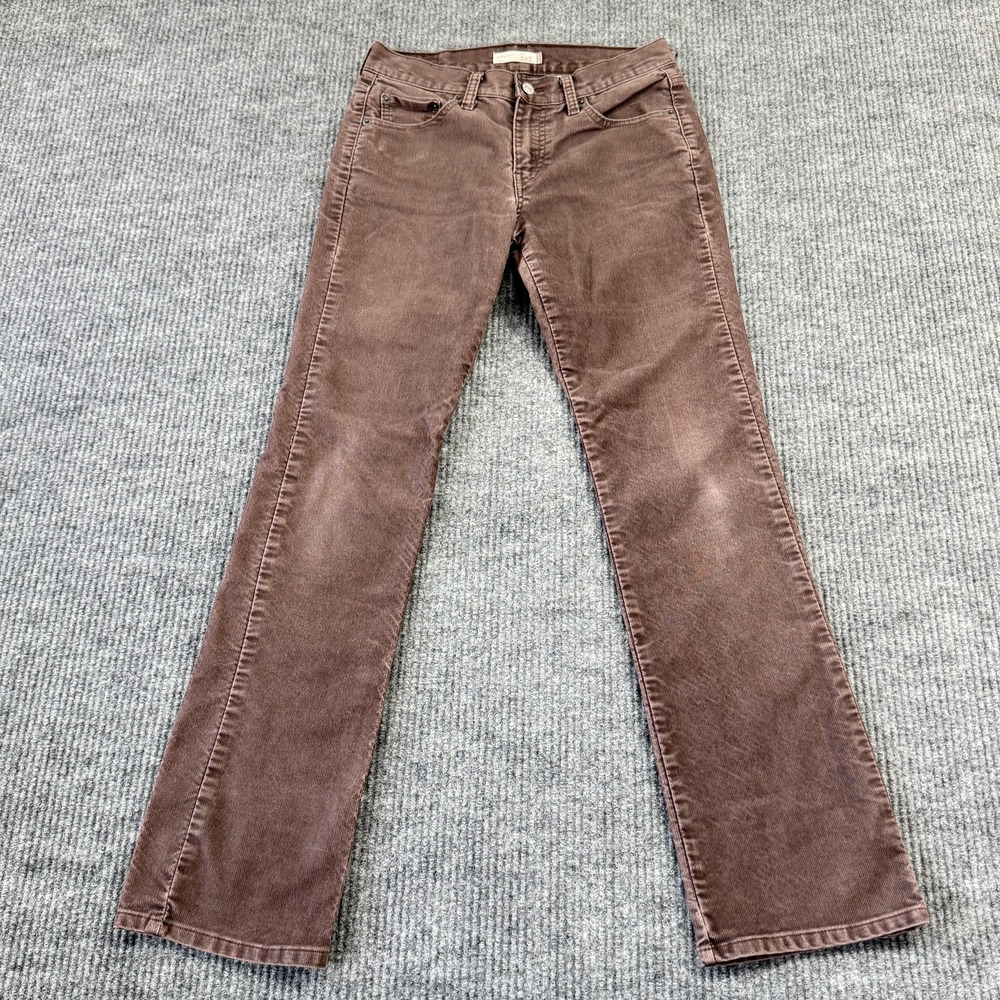 Levis 505 Straight‎ Leg Corduroy Pants Womens 4M Brown Stretch Casual Khakis